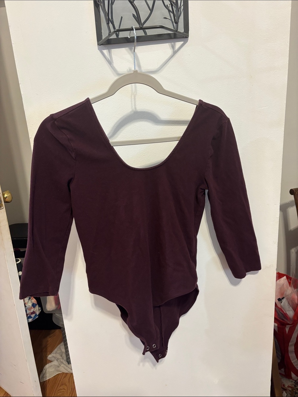 GAP Plum Scoop Neck Long Sleeve Bodysuit